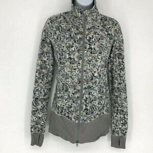 Lululemon Nice Asana Jacket Not So Petite Fleur Silver Spoon Print Size 4 Yoga
